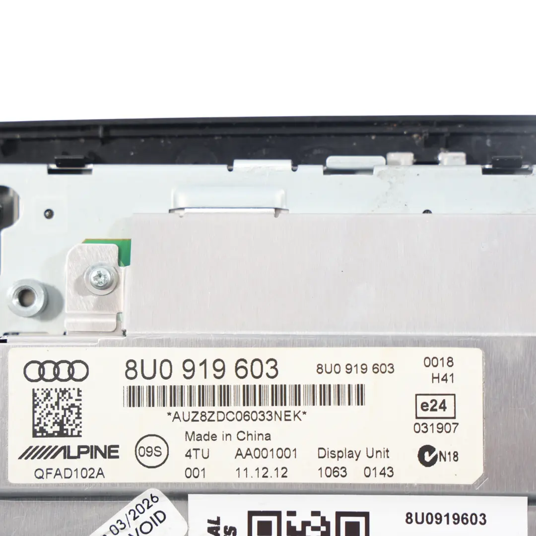 Audi Q3 8U Multimedia MMI Head-Up Display Screen 6" RMC Sat Nav - SKU 8U0919603 - Part number 8U0919603