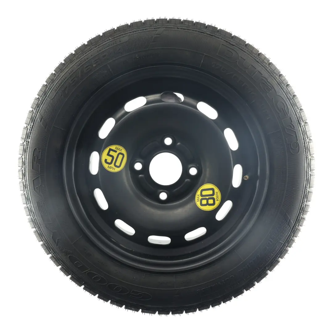 Spare Wheel 14" 5,5J ET:37,5 Tyre 175/65/R14 Goodyear to Ford Fiesta MK7 with Part number 8V21BC Ford Fiesta MK7 Spare Wheel 14" 5,5J ET:37,5 Tyre 175/65/R14 Goodyear - SKU 8V21BC-14307 - Part number 8V21BC
