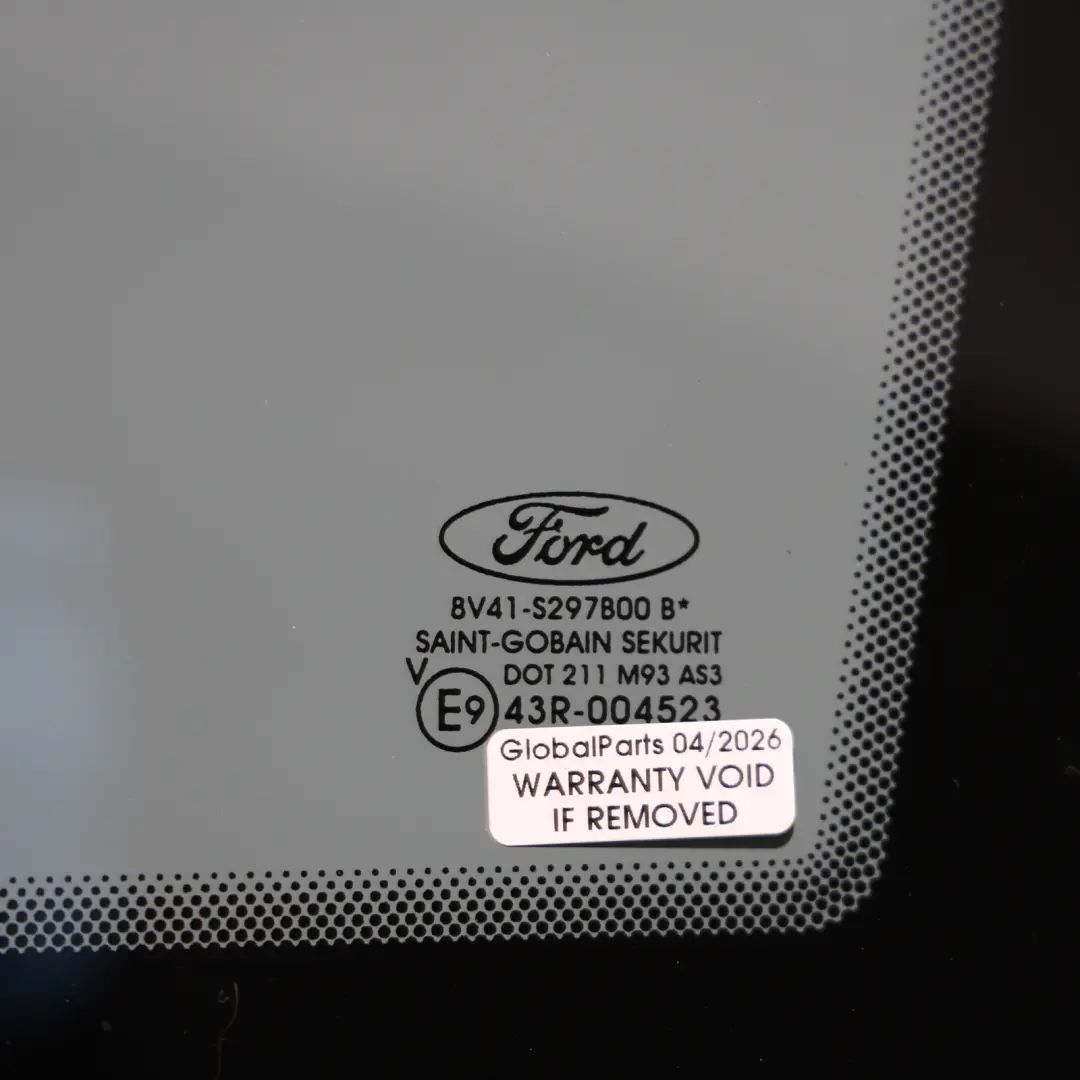 Mk1 Door Quarter Window Glass Tinted AS3 Rear Right O/S to Ford Kuga with Part number 8V41-S297B00-B Ford Kuga Mk1 Door Quarter Window Glass Tinted AS3 Rear Right O/S - SKU 8V41-S297B00-B - Part number 8V41-S297B00-B
