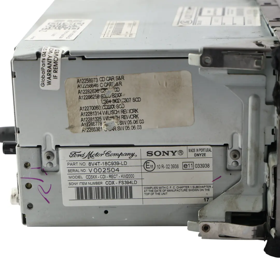 MK1 Sony Radio CD Kopfeinheit für Ford Kuga mit Teilenummer 8V4T-18C939-LD Ford Kuga MK1 Sony Radio CD Kopfeinheit - SKU 8V4T-18C939-LD - Teilenummer 8V4T-18C939-LD