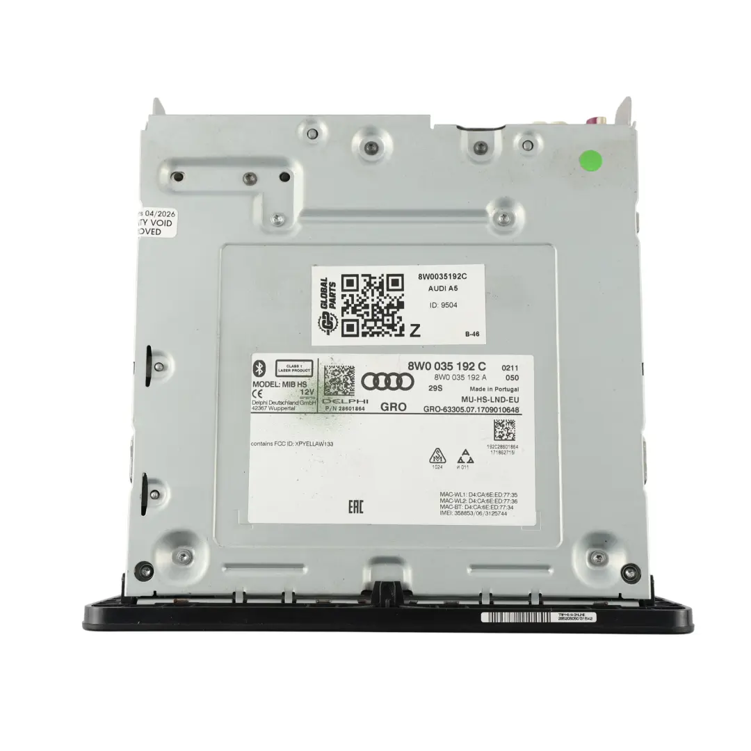 Audi A4 B9 A5 F5 Q5 FY MMI Reproductor Multimedia Navegador CD SD - SKU 8W0035192C - Número de pieza 8W0035192C