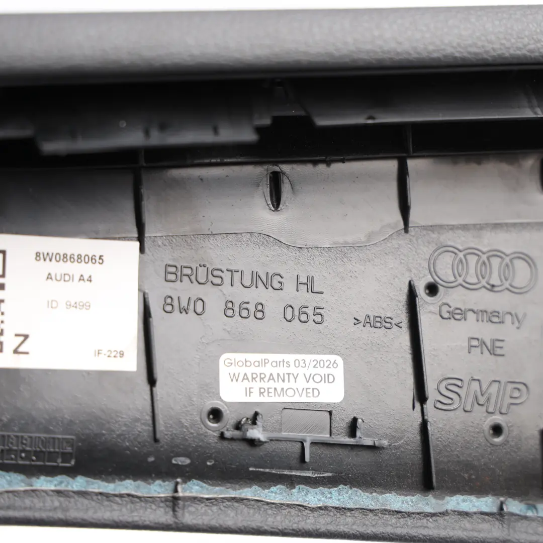 Audi A4 B9 Rear Door Upper Trim Strip Cover Moulding Black Left N/S - SKU 8W0868065 - Part number 8W0868065