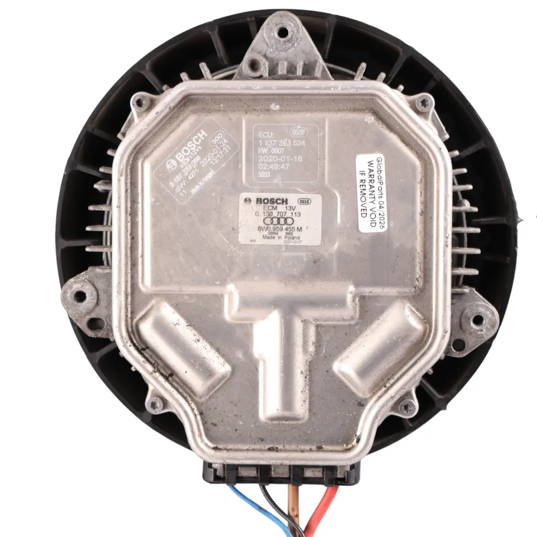 Audi A4 S4 B9 A5 S5 F5 Radiator Cooling Fan Motor Shroud Blades 600W - SKU 8W0959455M - Part number 8W0959455M
