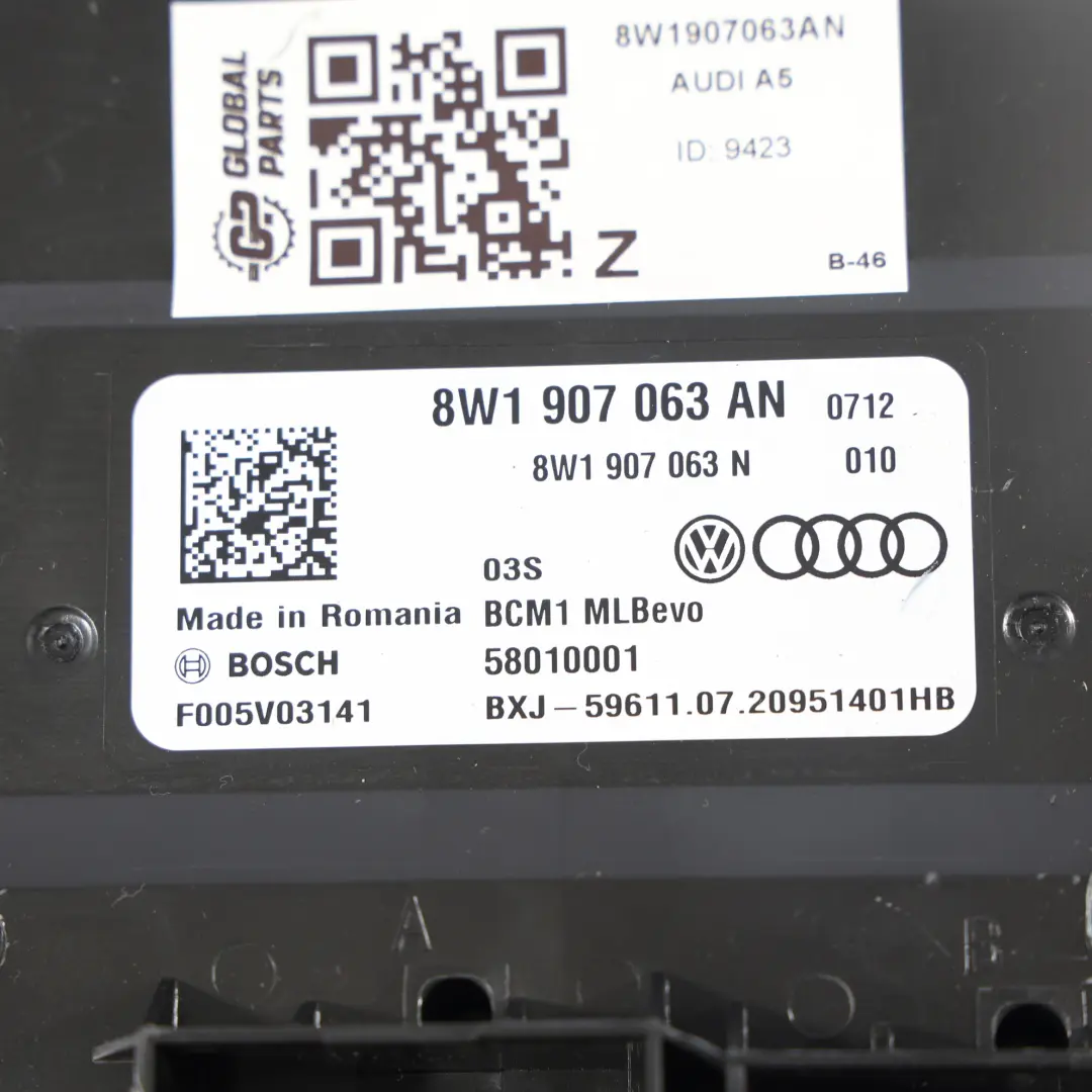 Audi A4 B9 A5 F5 Moduł Komfortu BCM ECU - SKU 8W1907063AN - Numer Części 8W1907063AN