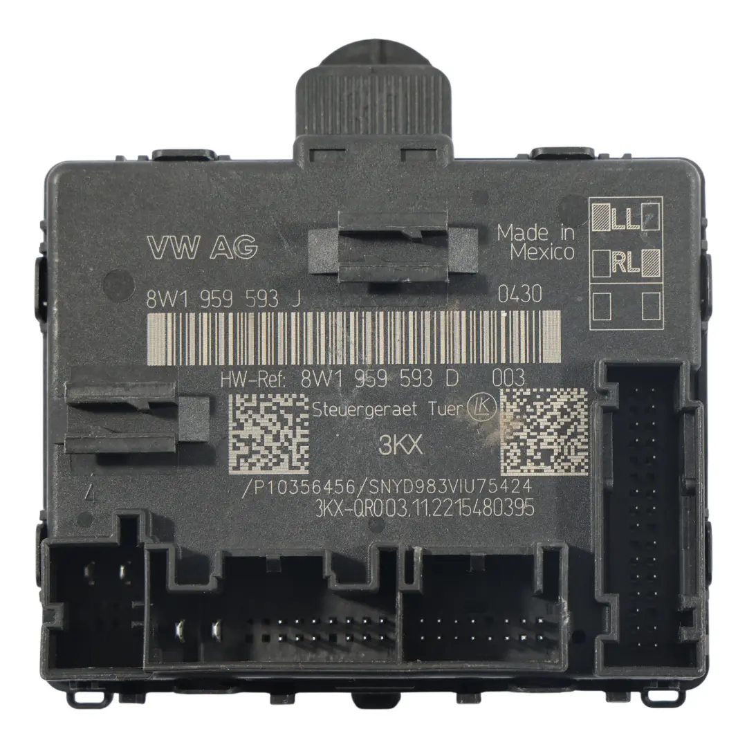 Door Control Module Unit ECU Front Driver's Side to Audi Q5 FY with Part number 8W1959593J Audi Q5 FY Door Control Module Unit ECU Front Driver's Side - SKU 8W1959593J - Part number 8W1959593J