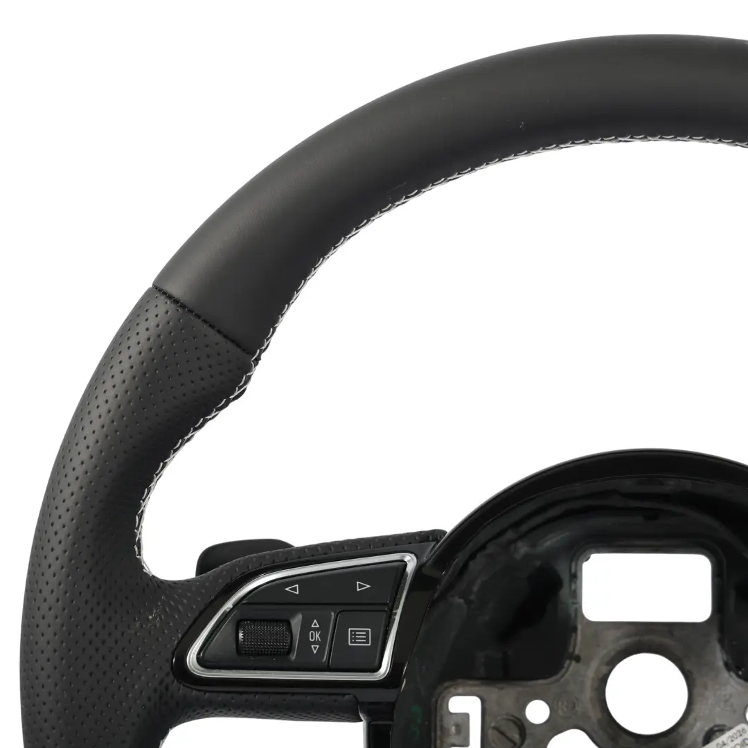 Audi A6 C7 S-Line NEW Black Leather Steering Wheel Flat Bottom - SKU 8XA419091F-1 - Part number 8XA419091F