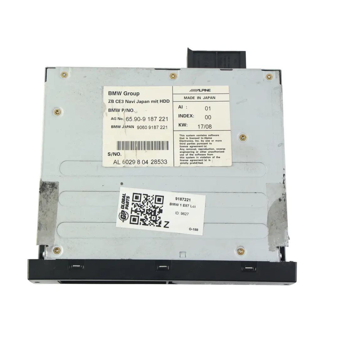 BMW E87 LCI Alpine Navi Japan Sistema Navigazione HDD - SKU 9187221 - Numero di parte 9187221