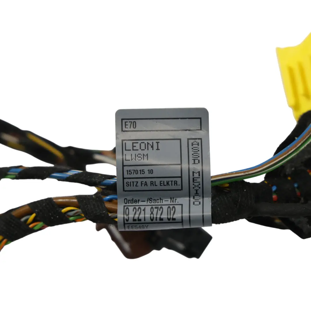 Driver's Side Seat Wiring Loom Cable Harness to BMW X5 X6 E70 E71 with Part number 9221872 BMW X5 X6 E70 E71 Driver's Side Seat Wiring Loom Cable Harness - SKU RHD-9221872 - Part number 9221872