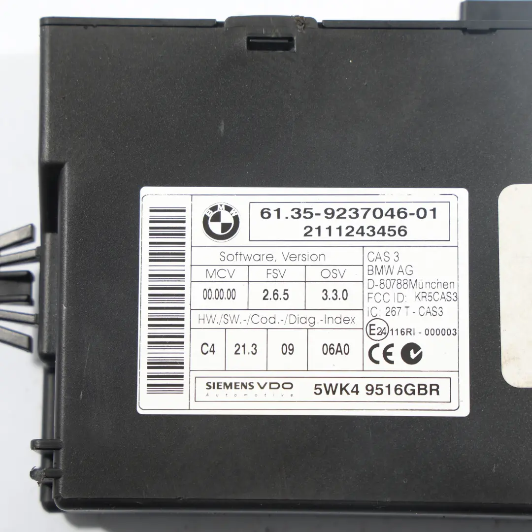 BMW X5 E70 CAS3 Key Reading Module Control Unit - SKU 9237046 - Part number 9237046