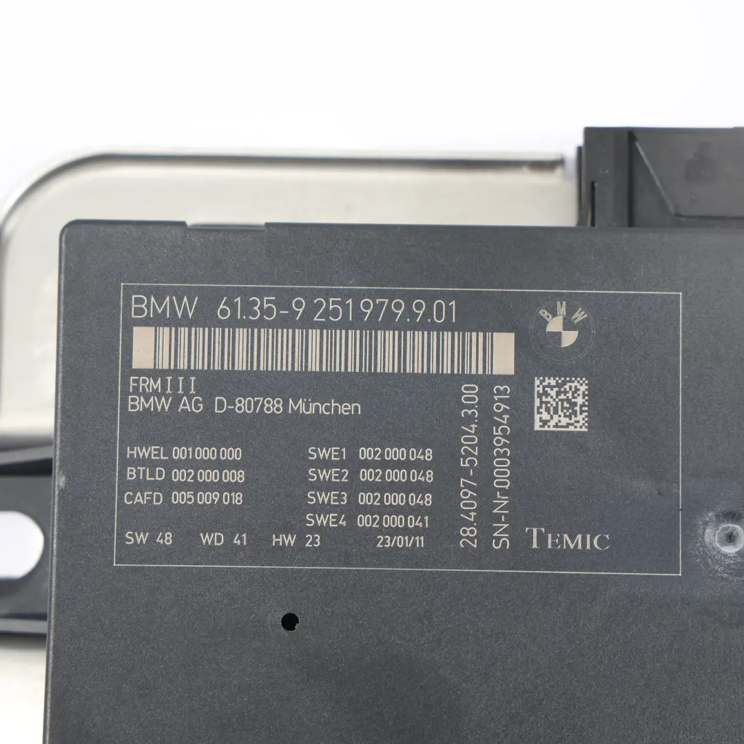BMW X3 F25 Modulo Controllo Luce Vano Piedi FRMIII - SKU 9251979 - Numero di parte 9251979