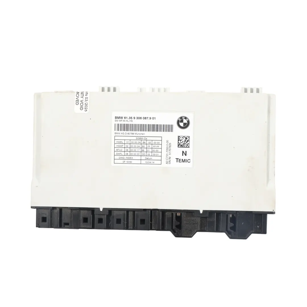 Modulo Controllo Elettrico Sedile Anteriore per BMW F20 F22 F30 F32 F36 con numero di parte 9306087 BMW F20 F22 F30 F32 F36 Modulo Controllo Elettrico Sedile Anteriore - SKU 9306087 - Numero di parte 9306087