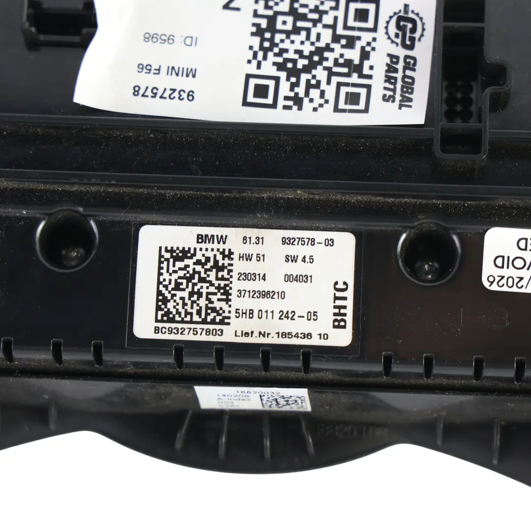 Mini F55 F56 F57 Interruptor Control Aire Acondicionado Calefacción - SKU 9327578 - Número de pieza 9327578