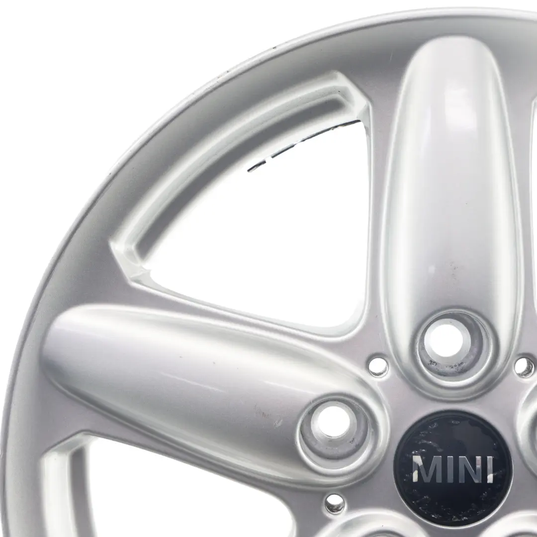 Alloy Rim 16" 6,5J Silver 5-Star Single Spoke 124 to Mini Cooper One R60 R61 Wheel with Part number 9803720 Mini Cooper One R60 R61 Wheel Alloy Rim 16" 6,5J Silver 5-Star Single Spoke 124 - SKU 9803720-3 - Part number 9803720