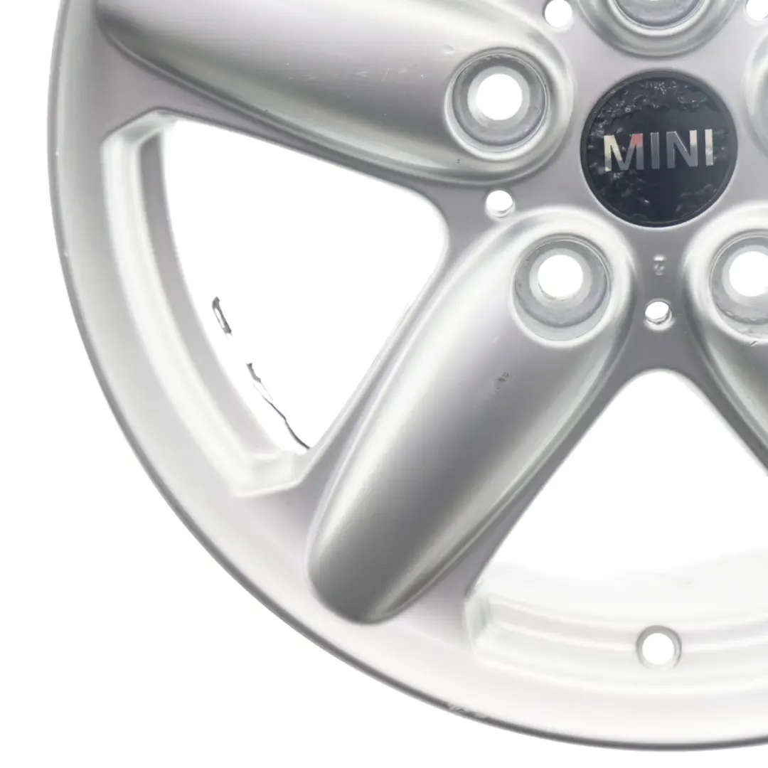 Alloy Rim 16" 6,5J ET:46 5-Star Single Spoke 124 to Mini Cooper R60 Silver Wheel with Part number 9803720 Mini Cooper R60 Silver Wheel Alloy Rim 16" 6,5J ET:46 5-Star Single Spoke 124 - SKU 9803720-4 - Part number 9803720