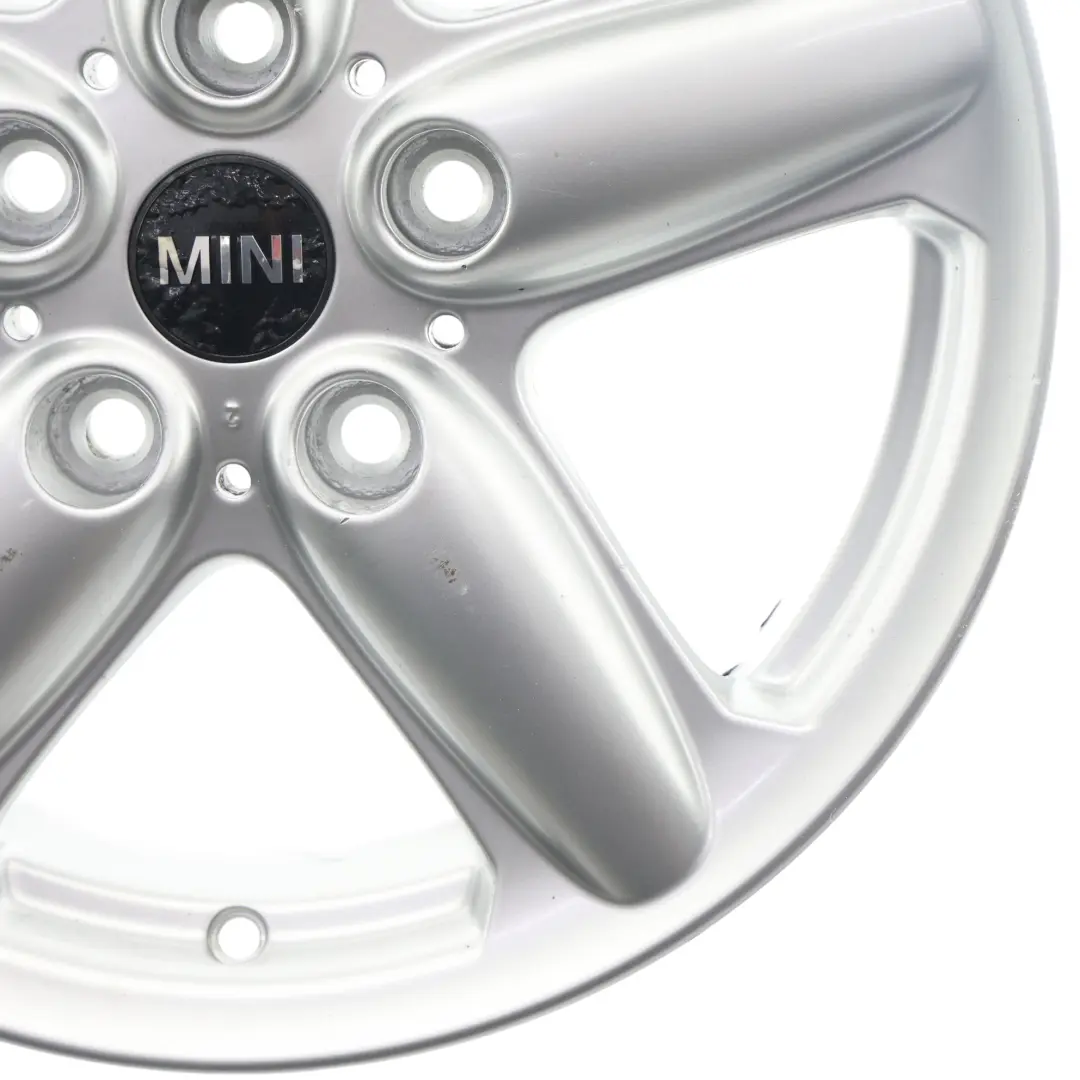 Alloy Rim 16" 6,5J ET:46 5-Star Single Spoke 124 to Mini Cooper R60 Silver Wheel with Part number 9803720 Mini Cooper R60 Silver Wheel Alloy Rim 16" 6,5J ET:46 5-Star Single Spoke 124 - SKU 9803720-4 - Part number 9803720
