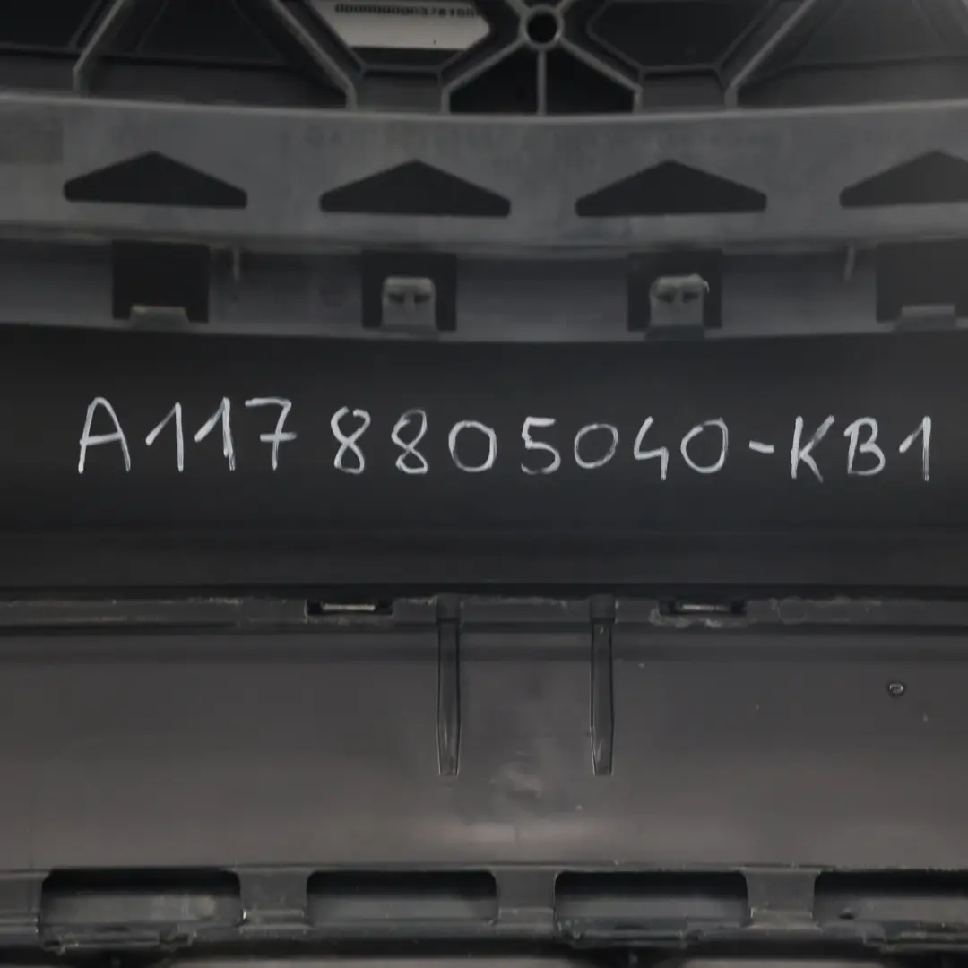 Bumper Trim Panel AMG Kosmos Black Metallic - 191 to Mercedes C117 Rear with Part number A1178805040 Mercedes C117 Rear Bumper Trim Panel AMG Kosmos Black Metallic - 191 - SKU A1178805040-KB1 - Part number A1178805040