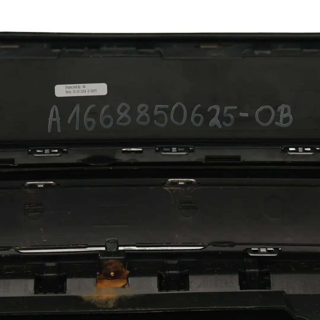 Bumper Rear Trim Panel Covering Obsidian Black Metallic - 197 to Mercedes W166 with Part number A1668850625 Mercedes W166 Bumper Rear Trim Panel Covering Obsidian Black Metallic - 197 - SKU A1668850625-OB - Part number A1668850625