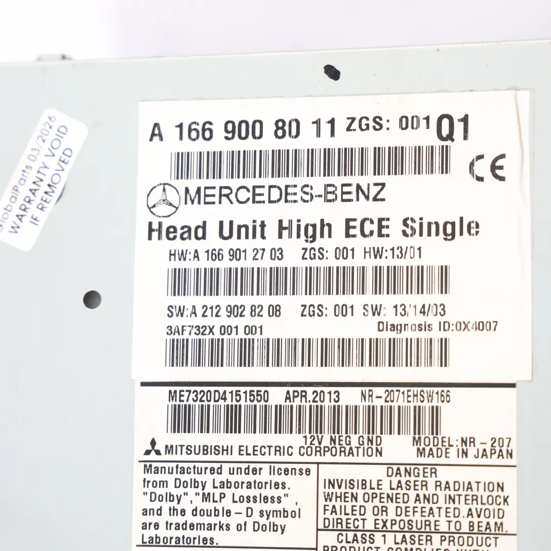 Radio Sat Nav Bedieneinheit Schalter für Mercedes W166 mit Teilenummer A1669008011 Mercedes W166 Radio Sat Nav Bedieneinheit Schalter - SKU A1669008011 - Teilenummer A1669008011