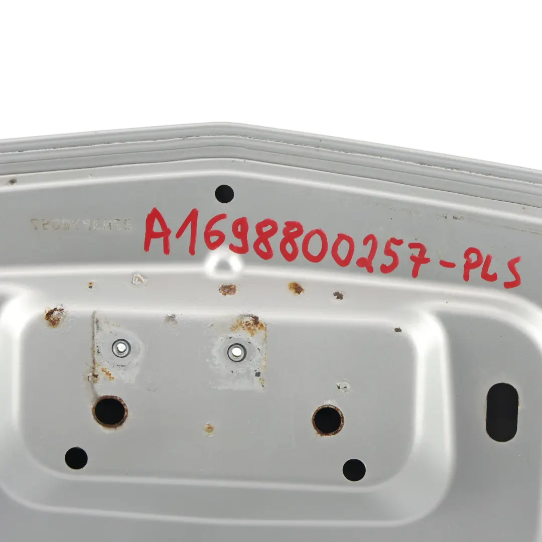 Hood Bonnet Trim Panel Polar Silver Metallic - 761 to Mercedes W245 with Part number A1698800257 Mercedes W245 Hood Bonnet Trim Panel Polar Silver Metallic - 761 - SKU A1698800257-PLS - Part number A1698800257