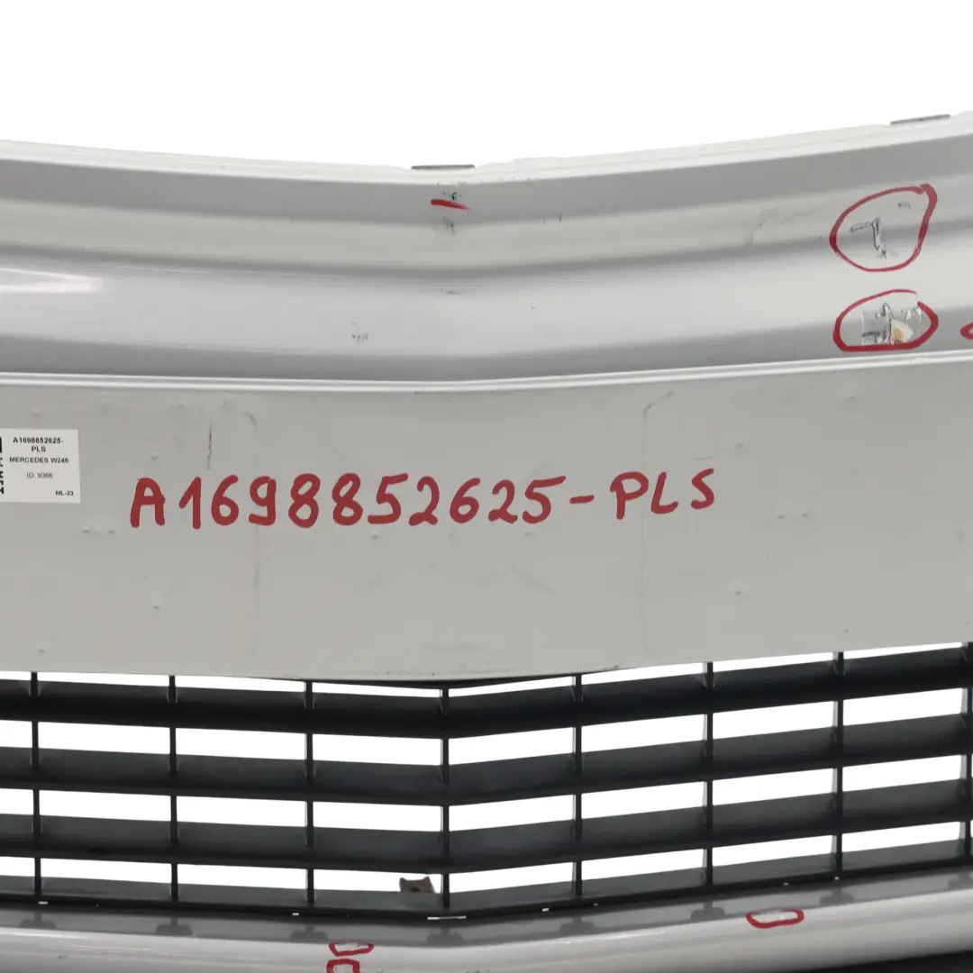 Front Bumper Trim Panel Parktronic Polar Silver Metallic - 761 to Mercedes W245 with Part number A1698852625 Mercedes W245 Front Bumper Trim Panel Parktronic Polar Silver Metallic - 761 - SKU A1698852625-PLS - Part number A1698852625