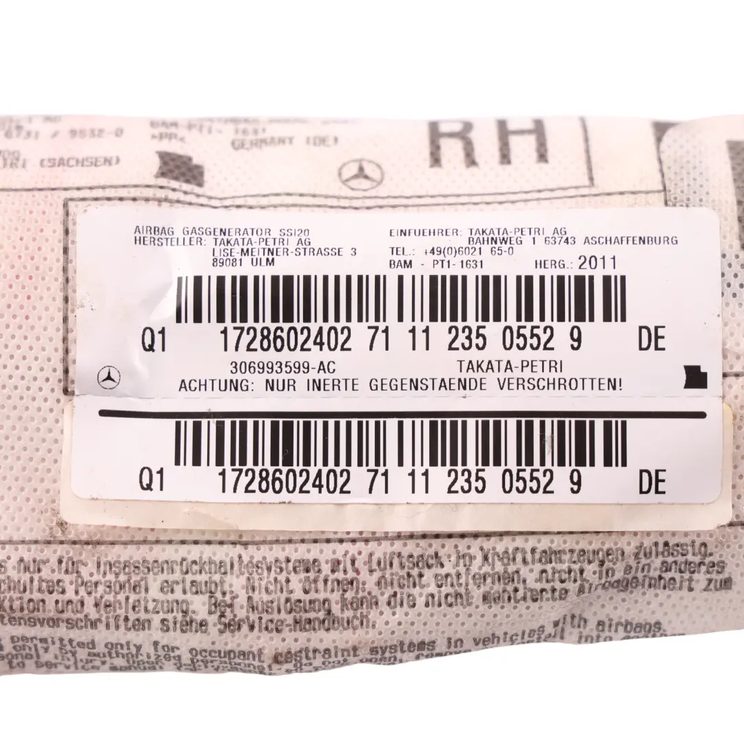 Mercedes SLK R172 Front Seat Side Air Module Unit Right O/S - SKU A1728602402 - Part number A1728602402