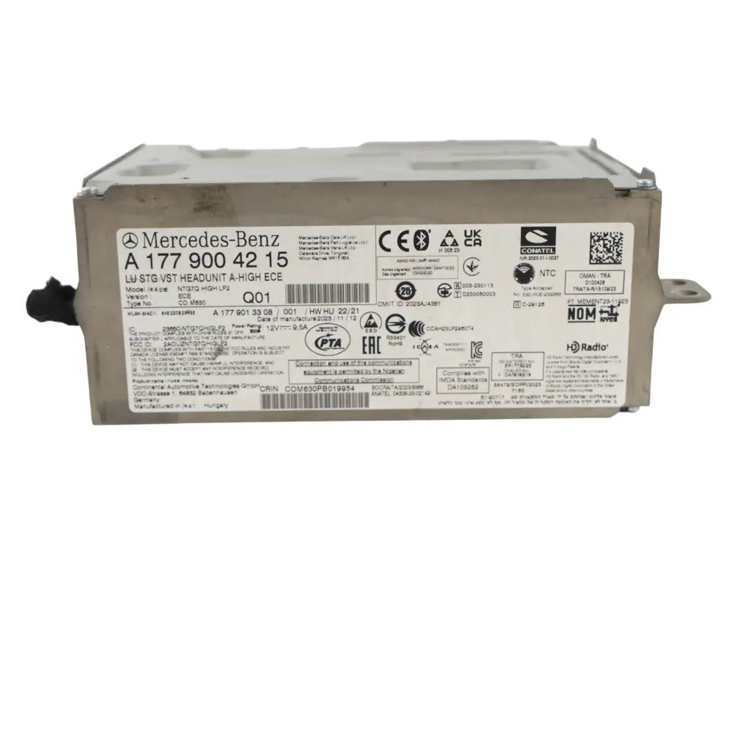Unité Navigation Satellite Radio Stéréo pour Mercedes C118 W177 à propos du numéro de pièce A1779004215 Mercedes C118 W177 Unité Navigation Satellite Radio Stéréo - SKU A1779004215 - Numéro de pièce A1779004215