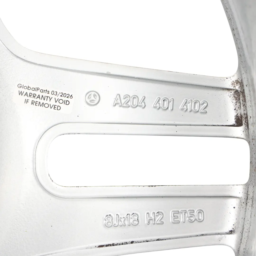 Mercedes W204 AMG Front Silver Wheel Alloy Rim 18" ET:50 8J - SKU A2044014102-3 - Part number A2044014102