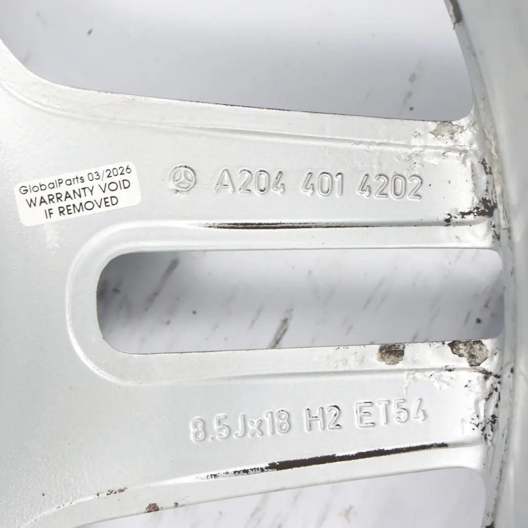 Alloy Wheel Rim 18" 8,5J ET:54 to Mercedes W204 AMG Rear Silver with Part number A2044014202 Mercedes W204 AMG Rear Silver Alloy Wheel Rim 18" 8,5J ET:54 - SKU A2044014202-1 - Part number A2044014202