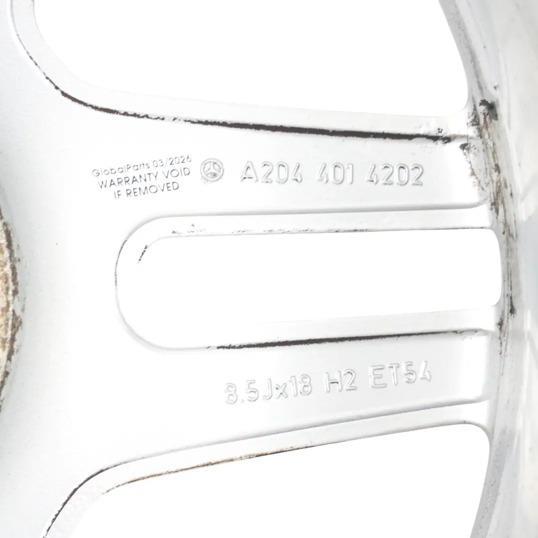 Mercedes W204 AMG Jante Arrière En Alliage Argenté 18" 8,5J ET:54 - SKU A2044014202-4 - Numéro de pièce A2044014202