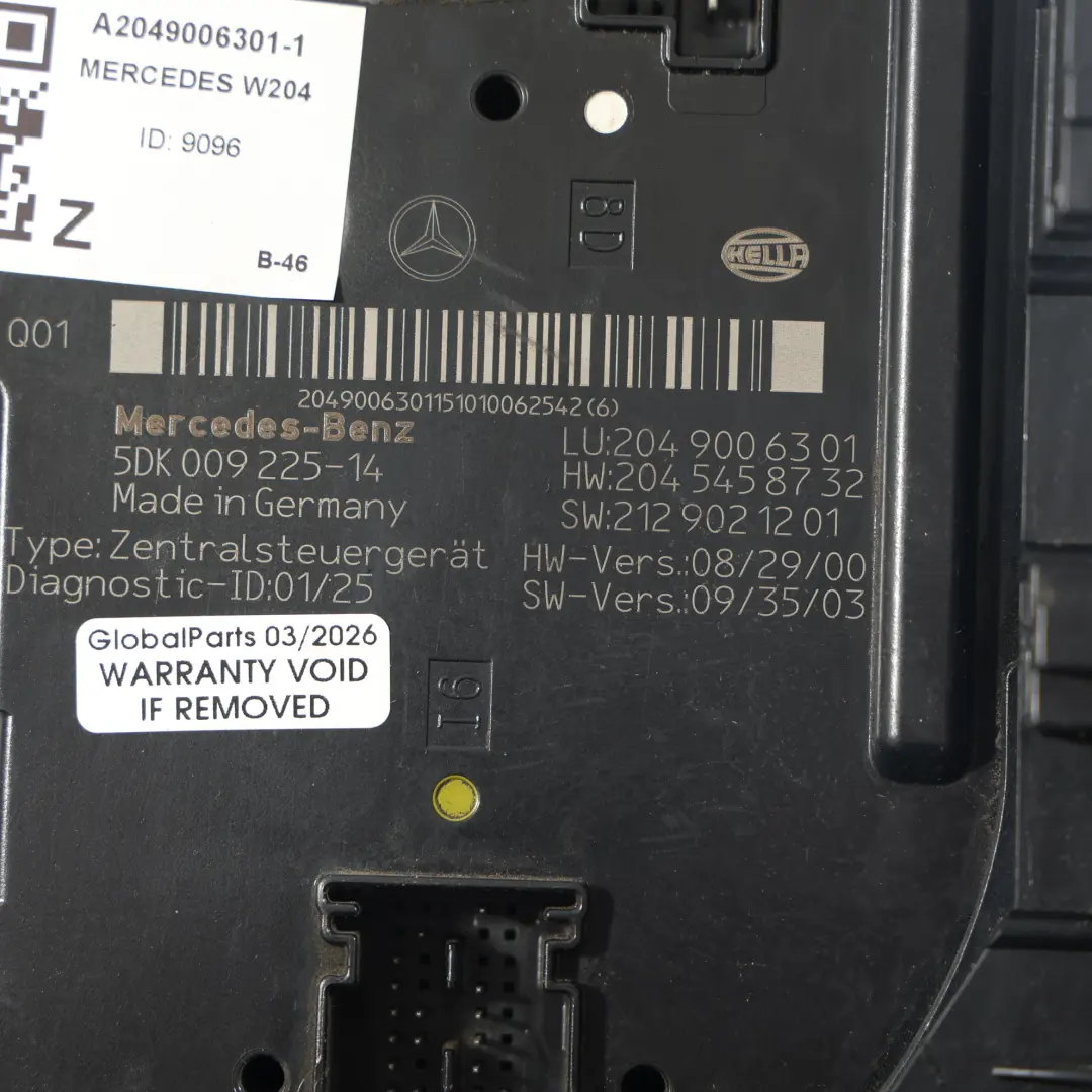 Tylny Moduł SAM Skrzynka Bezpieczników Sterownik do Mercedes W204 o numerze A2049006301 Mercedes W204 Tylny Moduł SAM Skrzynka Bezpieczników Sterownik - SKU A2049006301-1 - Numer Części A2049006301