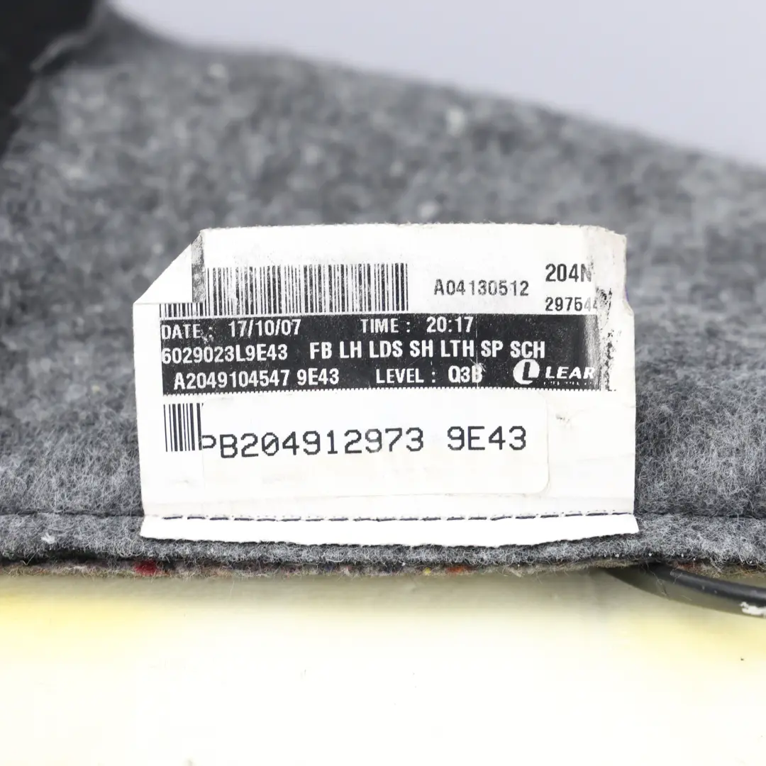 Beheizte Sport Vordersitz Links Rückenlehne Bezug Schwarz Leder für Mercedes W204 mit Teilenummer A2049104547 Mercedes W204 Beheizte Sport Vordersitz Links Rückenlehne Bezug Schwarz Leder - SKU A2049104547 - Teilenummer A2049104547