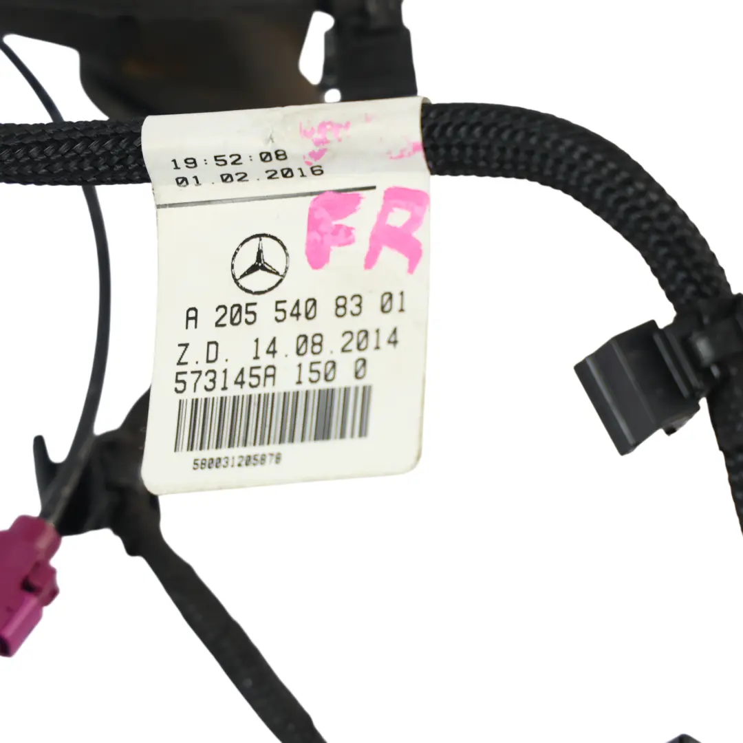 Mercedes W205 Door Wiring Harness Loom Front Right Driver's Side - SKU RHD-A2055408301 - Part number A2055408301