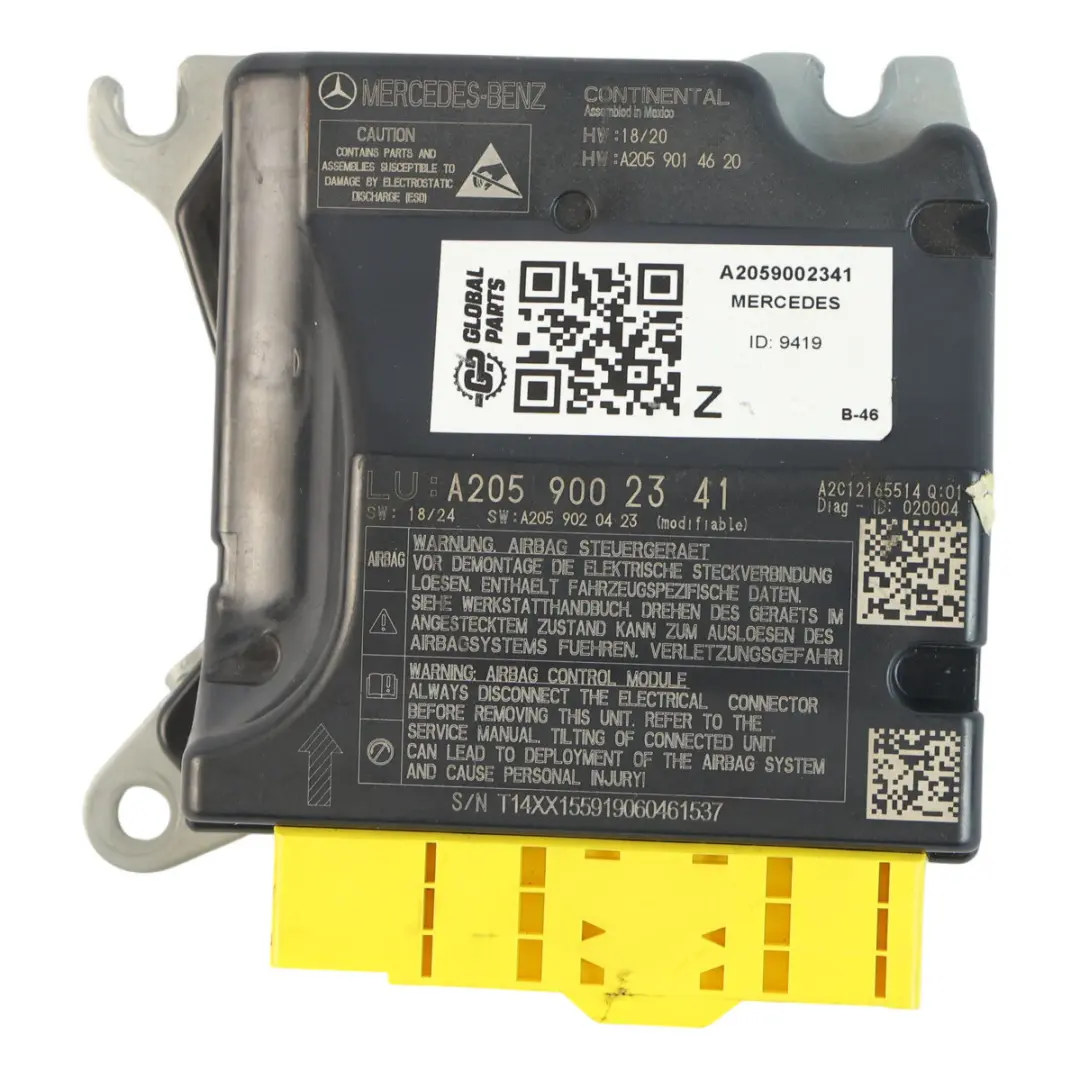 Luftmodul Steuergerät ECU für Mercedes C205 mit Teilenummer A2059002341 Mercedes C205 Luftmodul Steuergerät ECU - SKU A2059002341 - Teilenummer A2059002341