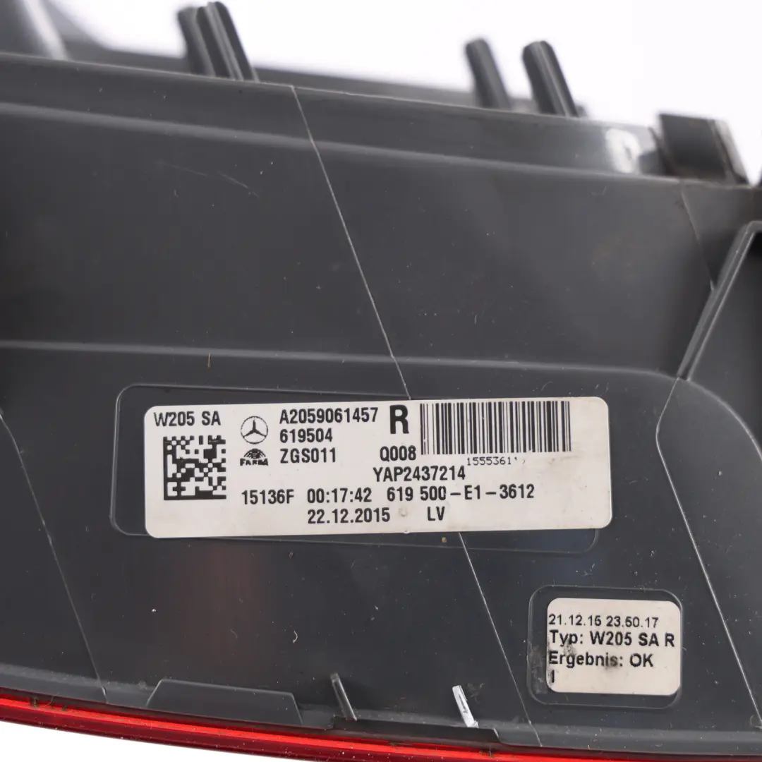 Mercedes W205 Saloon Rear Lamp LED Side Panel Right O/S Tail Light - SKU A2059061457-2 - Part number A2059061457