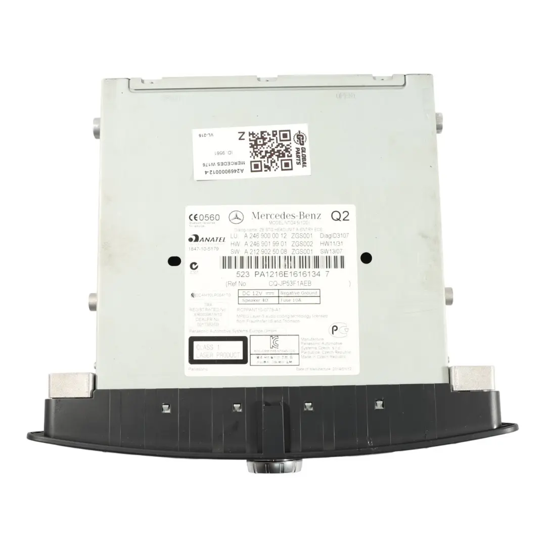 Radio Head Unit COMAND Navi Player Control Unit to Mercedes W176 W246 with Part number A2469000012 Mercedes W176 W246 Radio Head Unit COMAND Navi Player Control Unit - SKU A2469000012-4 - Part number A2469000012