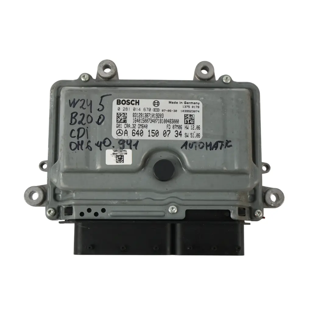 Mercedes W169 W245 OM640.941 140HP Kit ECU Moteur Automatique - SKU A6401500734-2 - Numéro de pièce A6401500734
