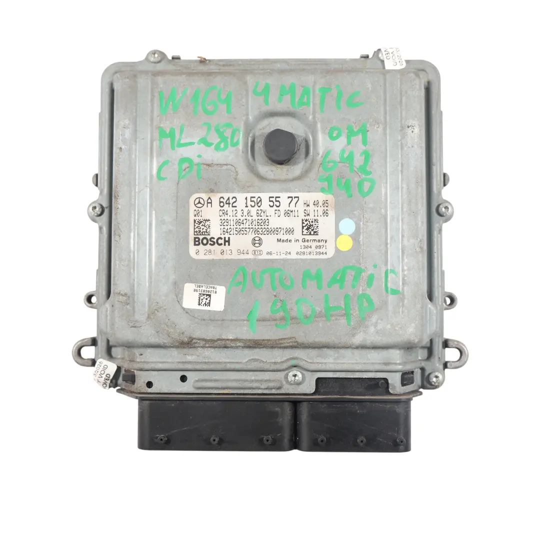 Mercedes W164 ECU Engine Control Unit Kit 190HP 642940 4MATIC Diesel - SKU A6421505577-1 - Part number A6421505577