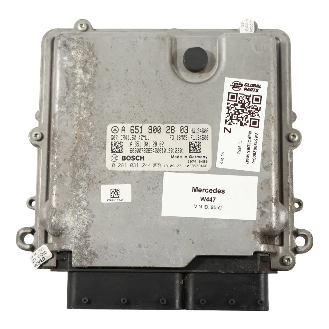 Mercedes W447 UCM ECU 136HP 114 CDI OM651.950 Manual - SKU A6519002803-6 - Número de pieza A6519002803