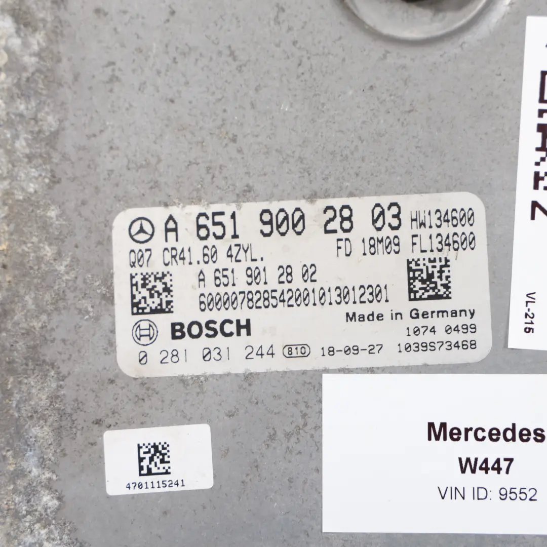 ECU Moteur 136HP 114 CDI OM651.950 Manuel pour Mercedes W447 à propos du numéro de pièce A6519002803 Mercedes W447 ECU Moteur 136HP 114 CDI OM651.950 Manuel - SKU A6519002803-6 - Numéro de pièce A6519002803