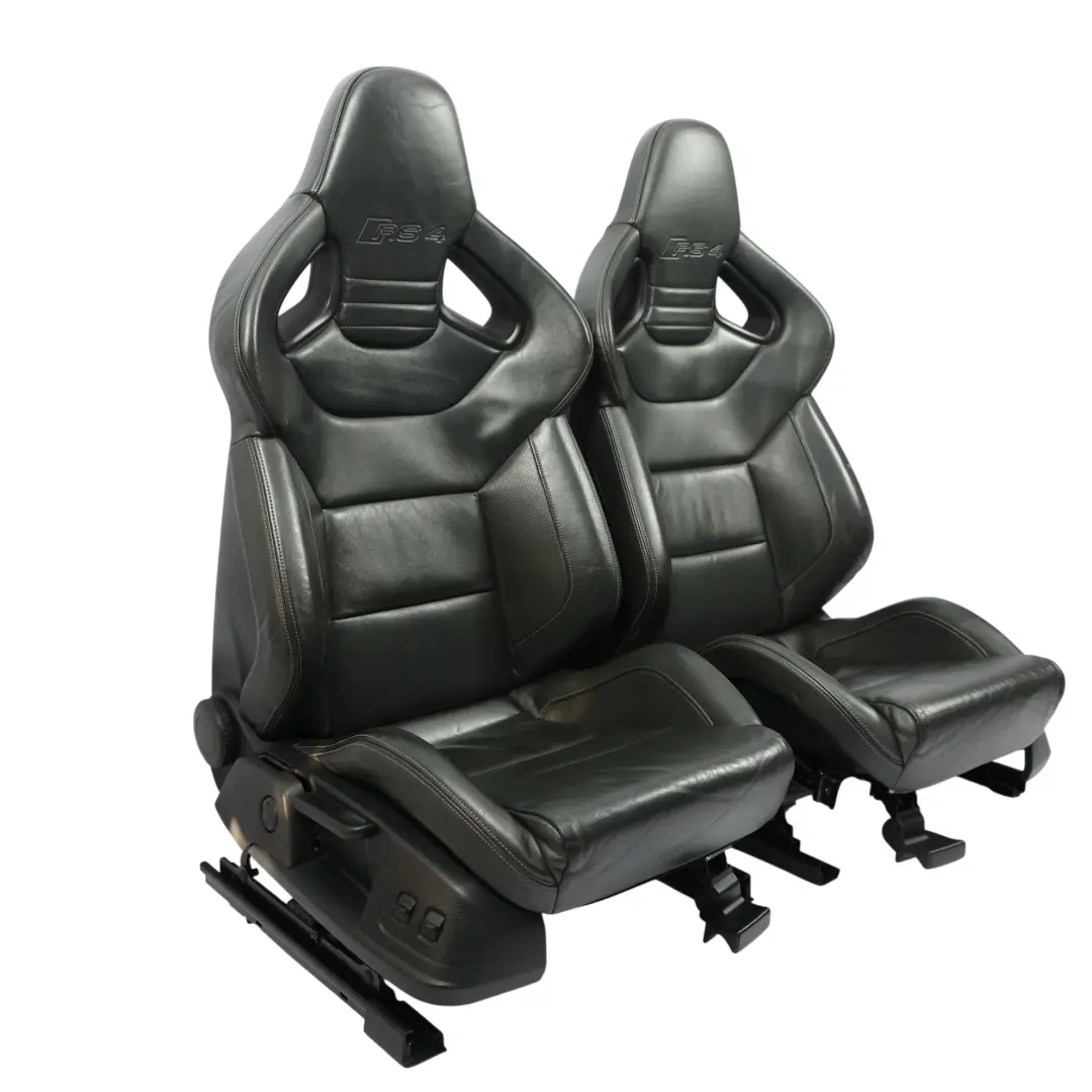 Audi RS4 B7 Fotele Kanapa Grzane Sport Skóra Valcona Czarne Komplet Zestaw - SKU AUDI-RS4-B7-SEATS-LEATHER-VALCONA-SET - Numer Części AUDI-RS4-B7-SEATS-LEATHER-VALCONA-SET