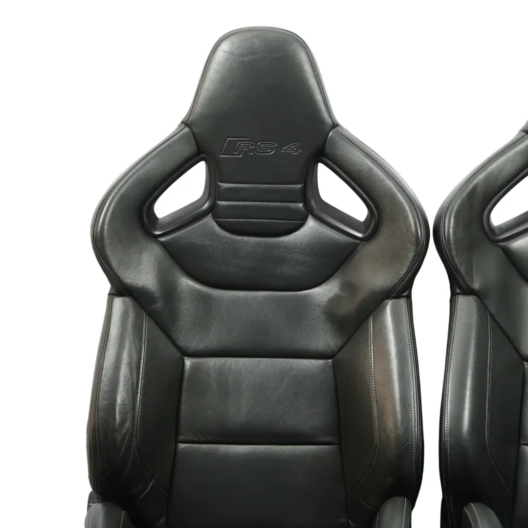 Audi RS4 B7 Fotele Kanapa Grzane Sport Skóra Valcona Czarne Komplet Zestaw - SKU AUDI-RS4-B7-SEATS-LEATHER-VALCONA-SET - Numer Części AUDI-RS4-B7-SEATS-LEATHER-VALCONA-SET