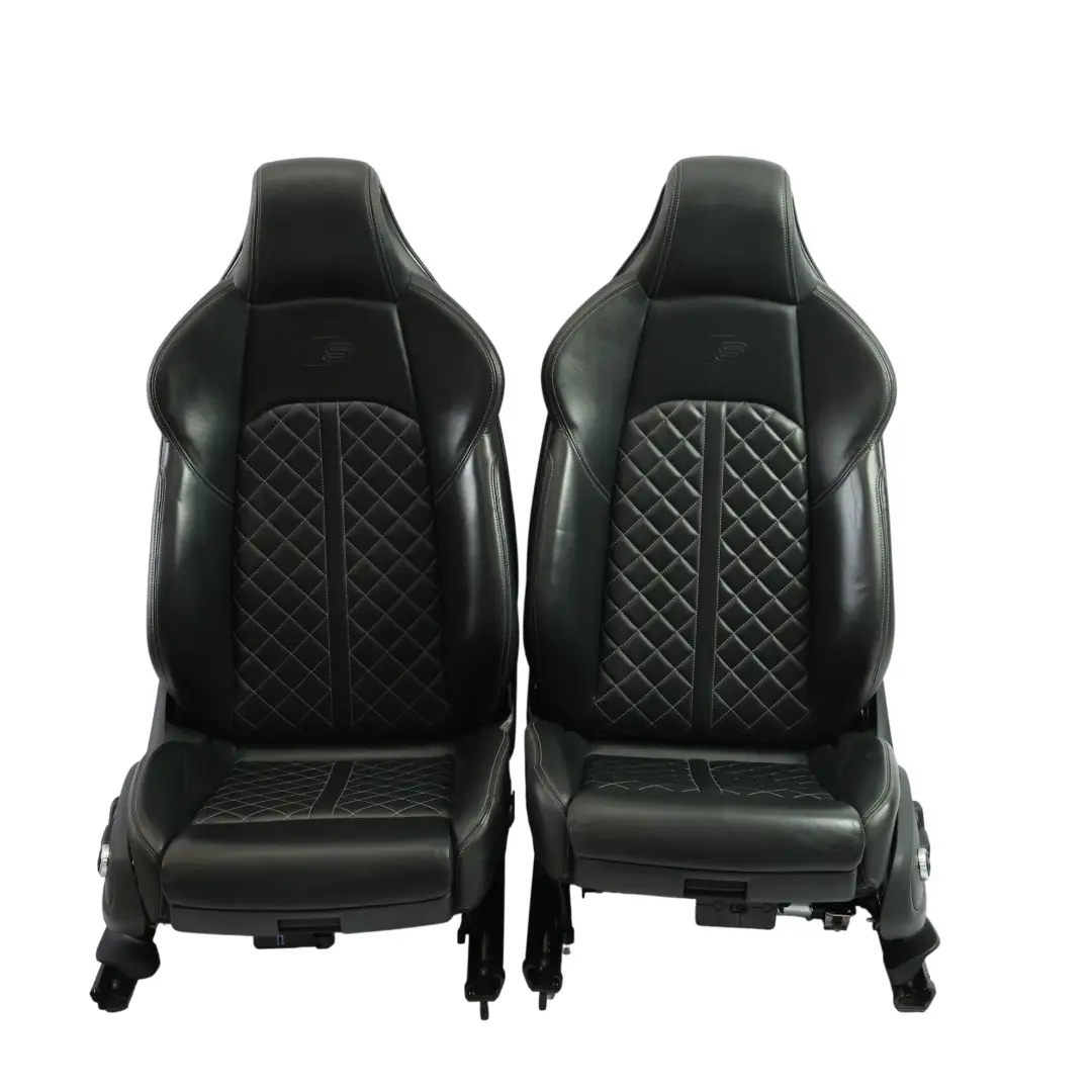 Audi S5 F5 Sitze Bank Sofa Elektrisch Beheizt Leder Schwarz Grau SET - SKU AUDI-S5-F5-SEAT-SPORT-LEATHER-SET - Teilenummer AUDI-S5-F5-SEAT-SPORT-LEATHER-SET