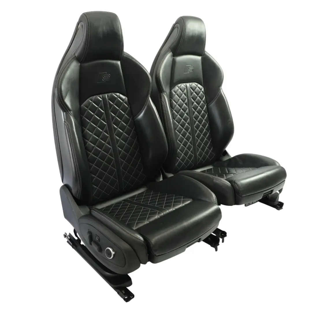 Audi S5 F5 Sitze Bank Sofa Elektrisch Beheizt Leder Schwarz Grau SET - SKU AUDI-S5-F5-SEAT-SPORT-LEATHER-SET - Teilenummer AUDI-S5-F5-SEAT-SPORT-LEATHER-SET