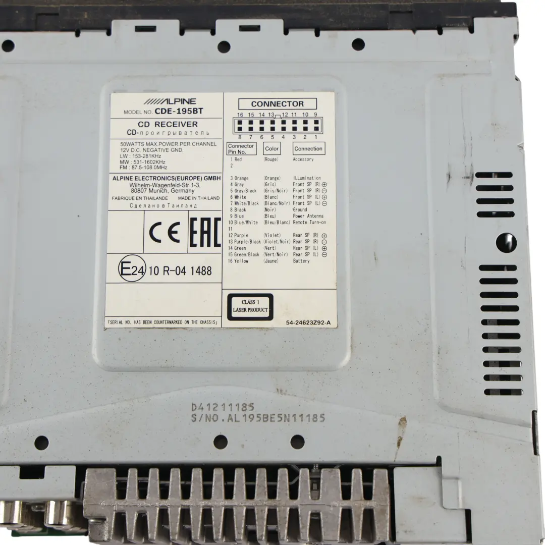 Alpine Radio Multimedia CD USB Flash Bluetooth Odtwarzacz - SKU CDE-195BT - Numer Części CDE-195BT