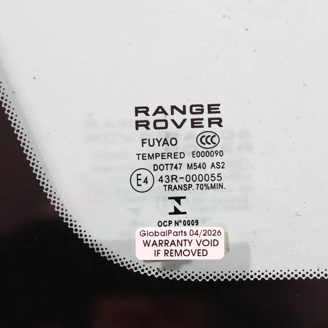 Land Rover Range Rover Evoque L538 Vitre Arrière Latérale Teintée Verte Gauche - SKU LR041858 - Numéro de pièce LR041858