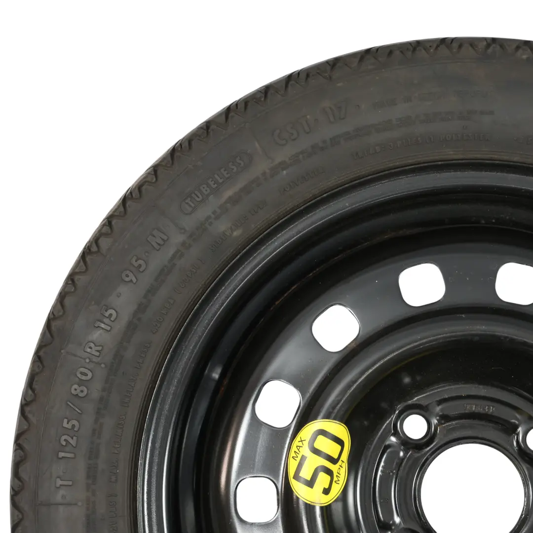 MK8 Ersatzrad 15" 4J 125/80 Continental Reifen 98BG-EB für Ford Fiesta mit Teilenummer Q9T0D Ford Fiesta MK8 Ersatzrad 15" 4J 125/80 Continental Reifen 98BG-EB - SKU Q9T0D - Teilenummer Q9T0D