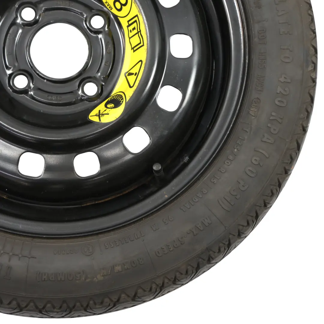 MK8 Ersatzrad 15" 4J 125/80 Continental Reifen 98BG-EB für Ford Fiesta mit Teilenummer Q9T0D Ford Fiesta MK8 Ersatzrad 15" 4J 125/80 Continental Reifen 98BG-EB - SKU Q9T0D - Teilenummer Q9T0D