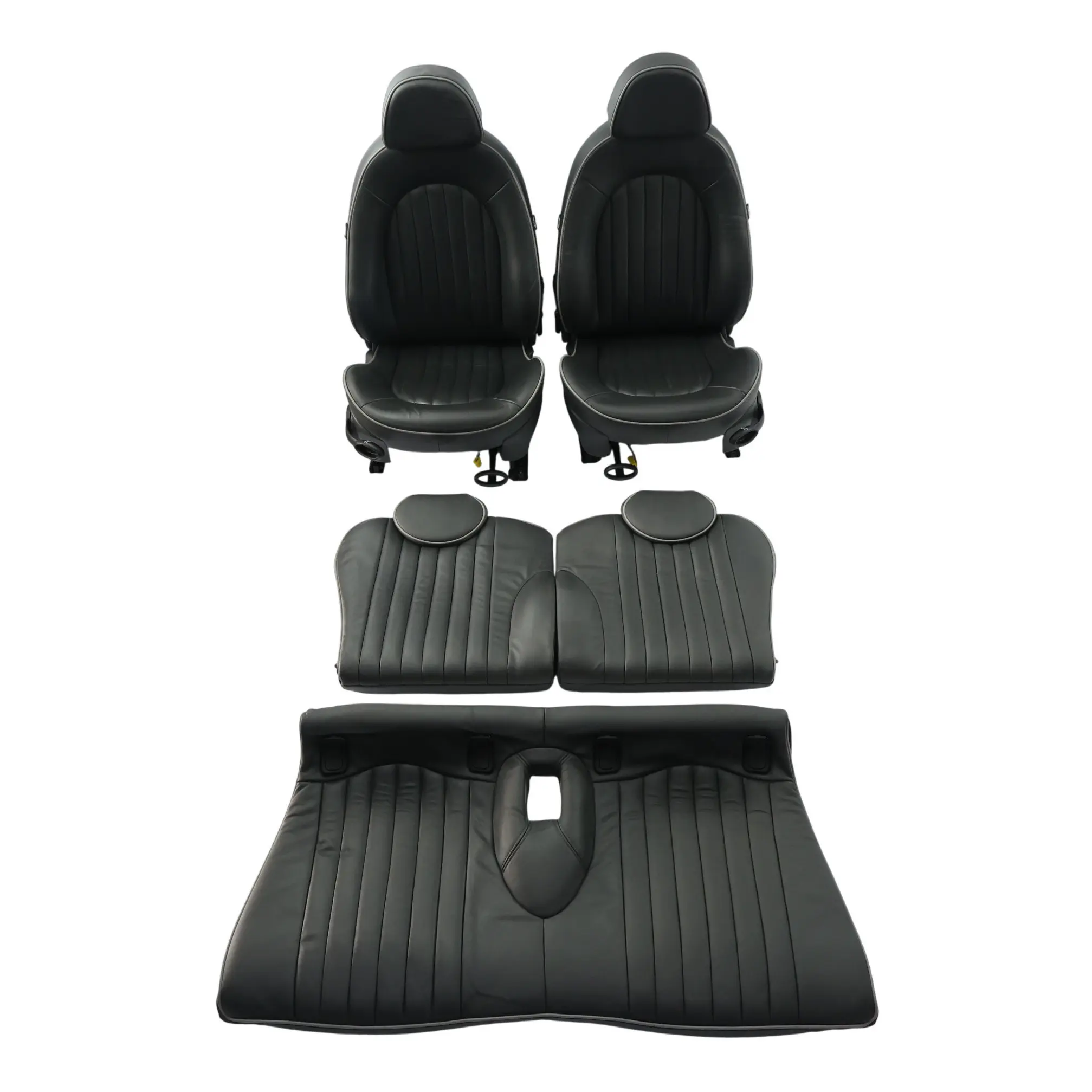 Ledersitze Mini R50 Beheizt Englisch Park Lane Panther Schwarz Vorne Hinten Sitz