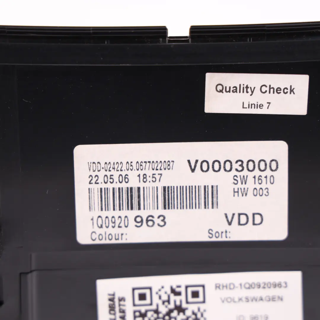 VW Volkswagen Eos 1F Instrument Cluster Speedometer Petrol Manual - SKU RHD-1Q0920963 - Part number 1Q0920963