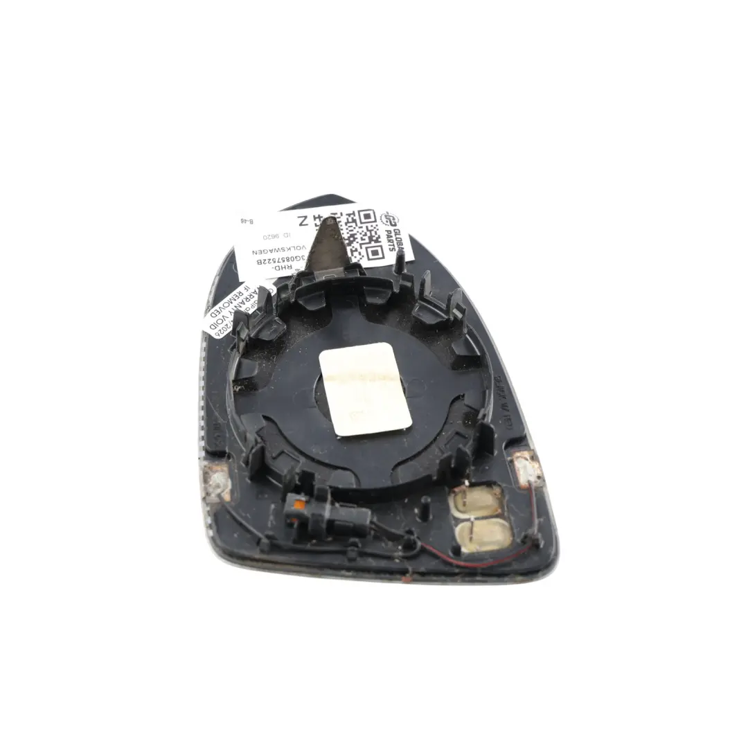 Volkswagen VW Passat B8 Door Wing Mirror Glass Front Right O/S Heated - SKU RHD-3G0857522B - Part number 3G0857522B